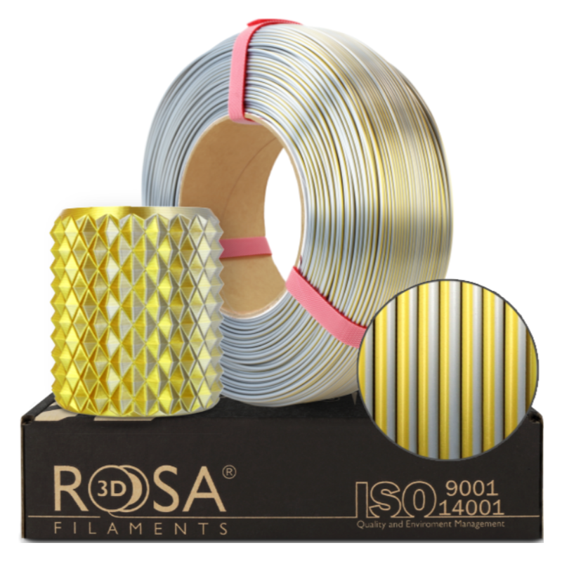 ReFill PLA Magic Silk 1,75mm Gold-Silver 1kg Rosa3D